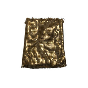 Vintage Whiting & Davis Gold Tone Drawstring Small Mesh Bag Flapper 1940s